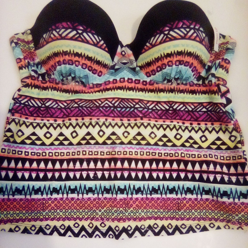 BONGO Push UP Multicolor Tribal Bikini Top Y2K Size S Summer Vacation Beach